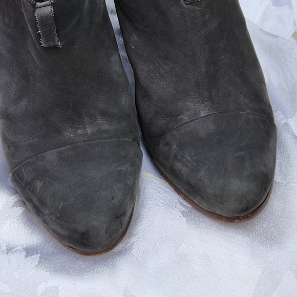 Rag & Bone Harrow Grey Suede Block Heel Booties - Picture 4 of 15